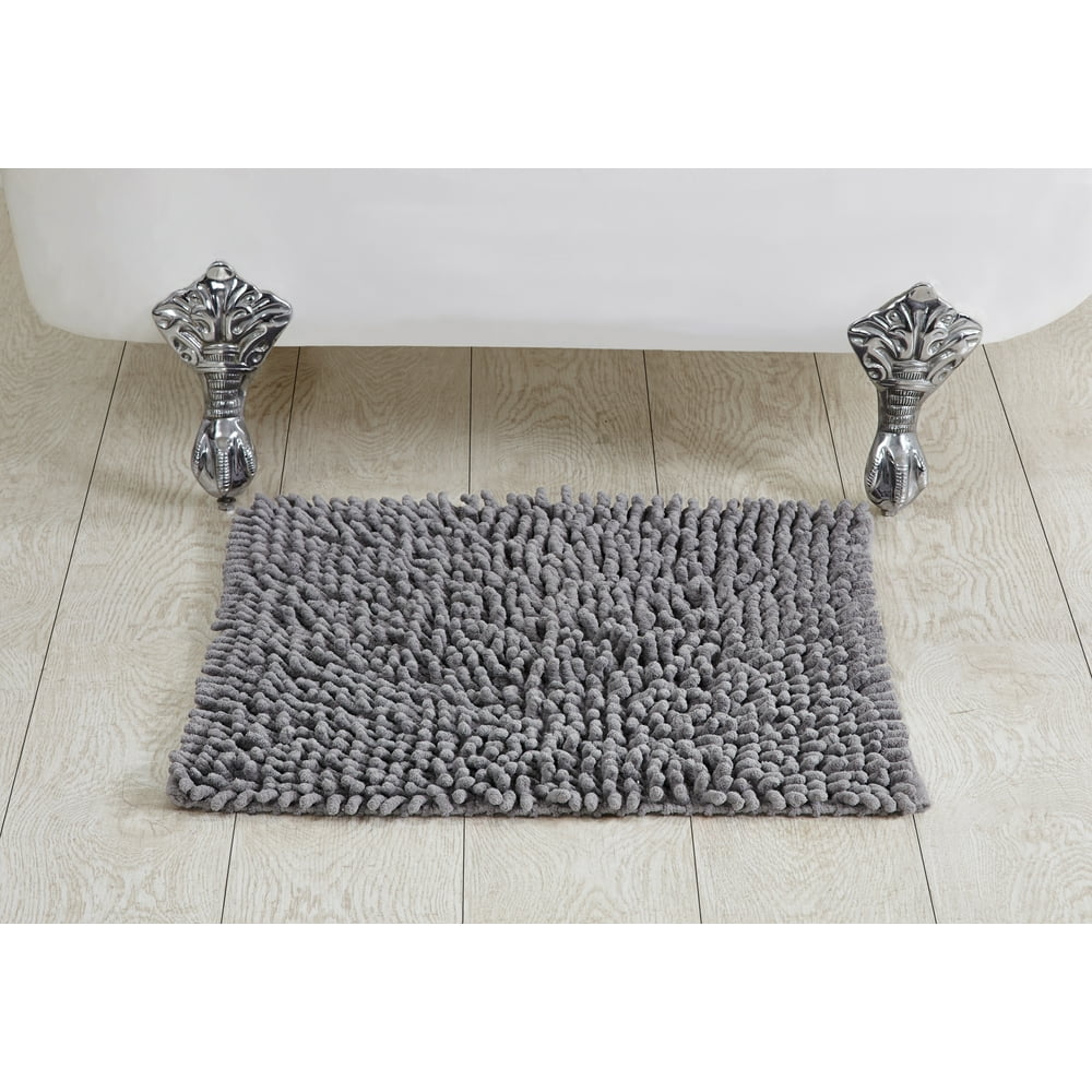 Better Trends Loopy Chenille Tufted Bath Mat Rug 100 Cotton, 24" square, Gray