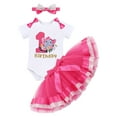 thumbnail image 2 of IBTOM CASTLE Baby Girl Cake Smash 1st Birthday Elephant Onesie Party Outfit Princess Romper+Tutu Skirt+Headband Photo Props Clothes 1 Year Hot Pink, 2 of 8