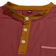 thumbnail image 7 of GrmtClth Shirt for Men Casual Henley Button T-Shirts Breathable Short Sleeve Top Work with Pocket Tee Collar Colorblock Wine XL, 7 of 7
