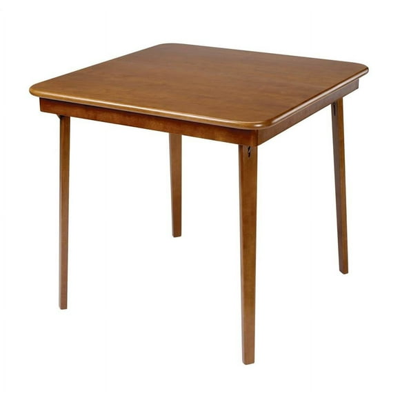 Meco STAKMORE Straight Edge Folding Card Table, Fruitwood Finish