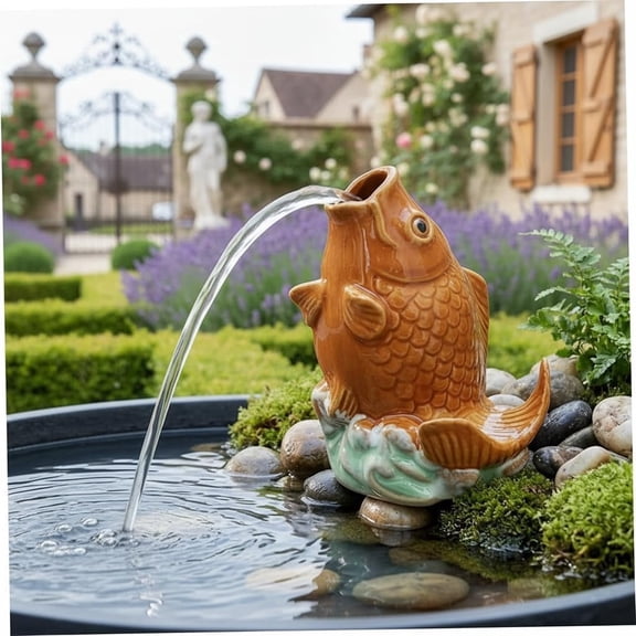 Pond Spitter Ceramic Water Spray Nozzle For Small Ponds Pool Decor Carp Fountain Spitter Outdoor Garden Feature
