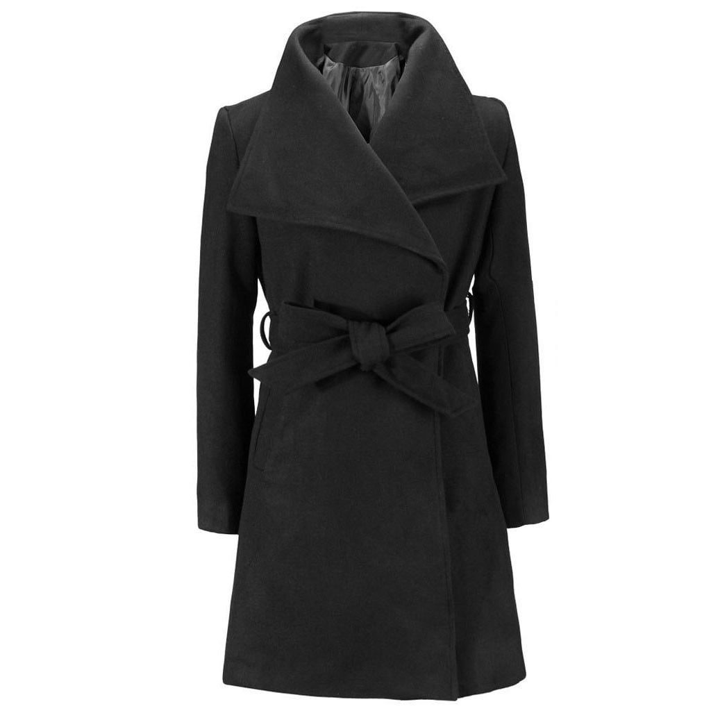 winter coats for Womens Long Coat Warm Wool Lapel Trench Jacket Cardigan Long Slim Overcoat