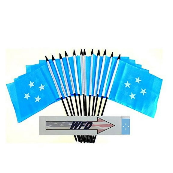 Pack of 12 4"x6" Micronesia Polyester Miniature Desk & Little Table Flags, 1 Dozen 4"x 6" Micronesian Small Mini Hand Waving Stick Flags