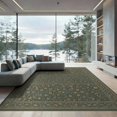 thumbnail image 2 of ODIKA 6'x9' Olive Green Victorian Botanical Floral Washable Area Rug Intricate Multi Panel Layout With Geometric Medallions Scrolling Vines Non-Slip, Easy Care, for Family Room, Living Mater Bedroom, 2 of 7
