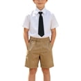 thumbnail image 2 of BXJX Boys Outfit Sets 2 Piece Size 10-12 T, School Uniform Collared Short Sleeve Cotton Kids Summer Clothing Sets Khaki, 2 of 9