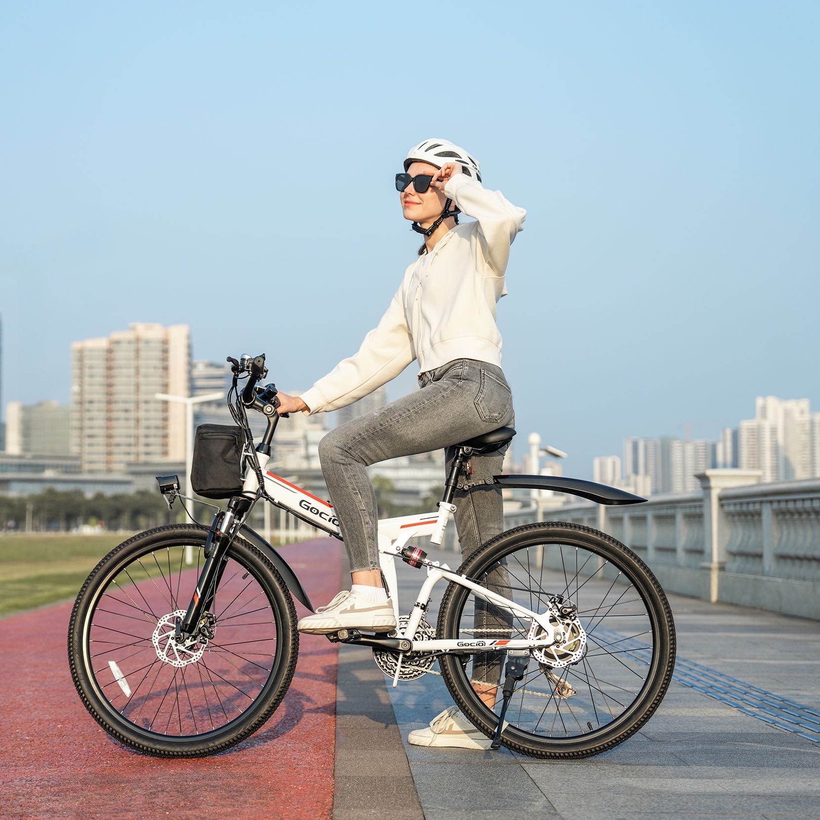 Gocio 26" Folding Electric Bike for Adults, 750W Peak Motor E-Mountain Bike, 19.8MPH, 48V 7.8AH Battery Ebike , 21-Speed Electric Bicycle, UL2849