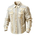 thumbnail image 3 of Aimik Plus Size Button Up Shirt for Men Fashion Lapel Striped Print Long Sleeve Cotton Blend Shirt for Business and Casual Wear, 3 of 3