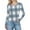 Light Blue, variant on Tops for Women Long Sleeved Plaid Casual Round Neck Printing Fitting Pit Stripe Blouse Red XL