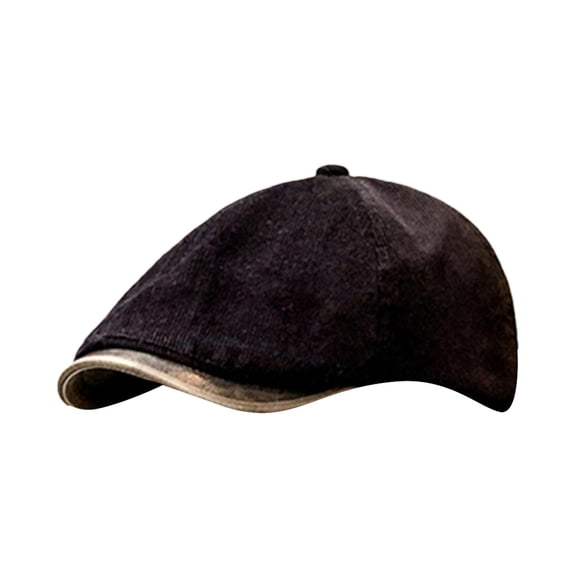 Mens Corduroy Newsboy Cap Adjustable Flat Ivy Gatsby Cabbie Driving Hat Breathable Cotton Denim Golf Cap Vintage Retro Casual Outdoor Fashion Hat 2026 Summer Beach Sun Hats, Black