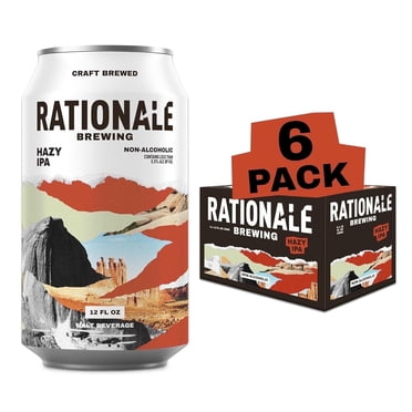 Rationale Brewing Hazy IPA Non-Alcoholic beer, 6 pack, 12 fl oz, Aluminum Cans, <0.5% ABV