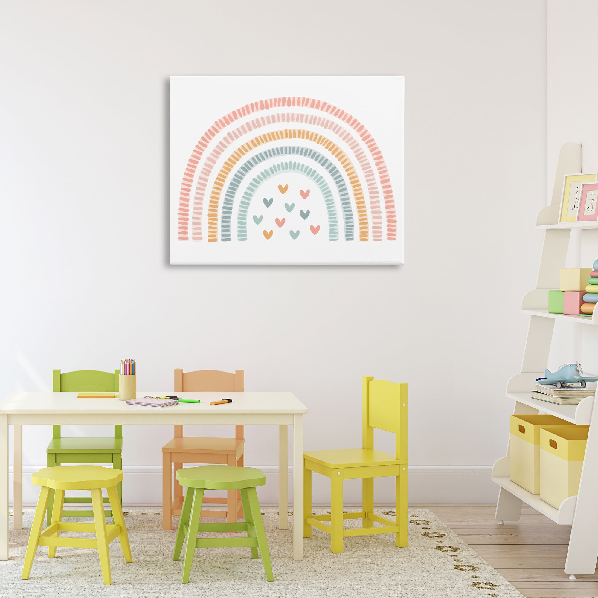 Stupell Industries Whimsical Pastel Rainbow with Hearts Canvas Wall Art, design by Lil' Rue