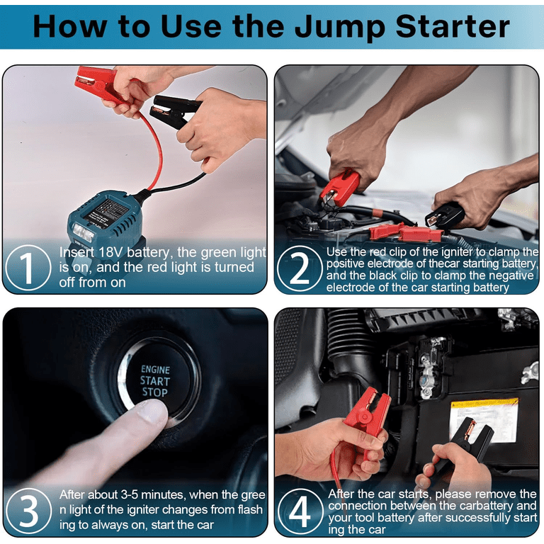 Makita 18V Battery Jumper Cable Adapter - Car Jump Starter For 3.5L Engines
