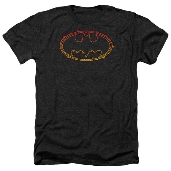 Batman - Flame Outlined Logo - Heather Short Sleeve Shirt - X-Large