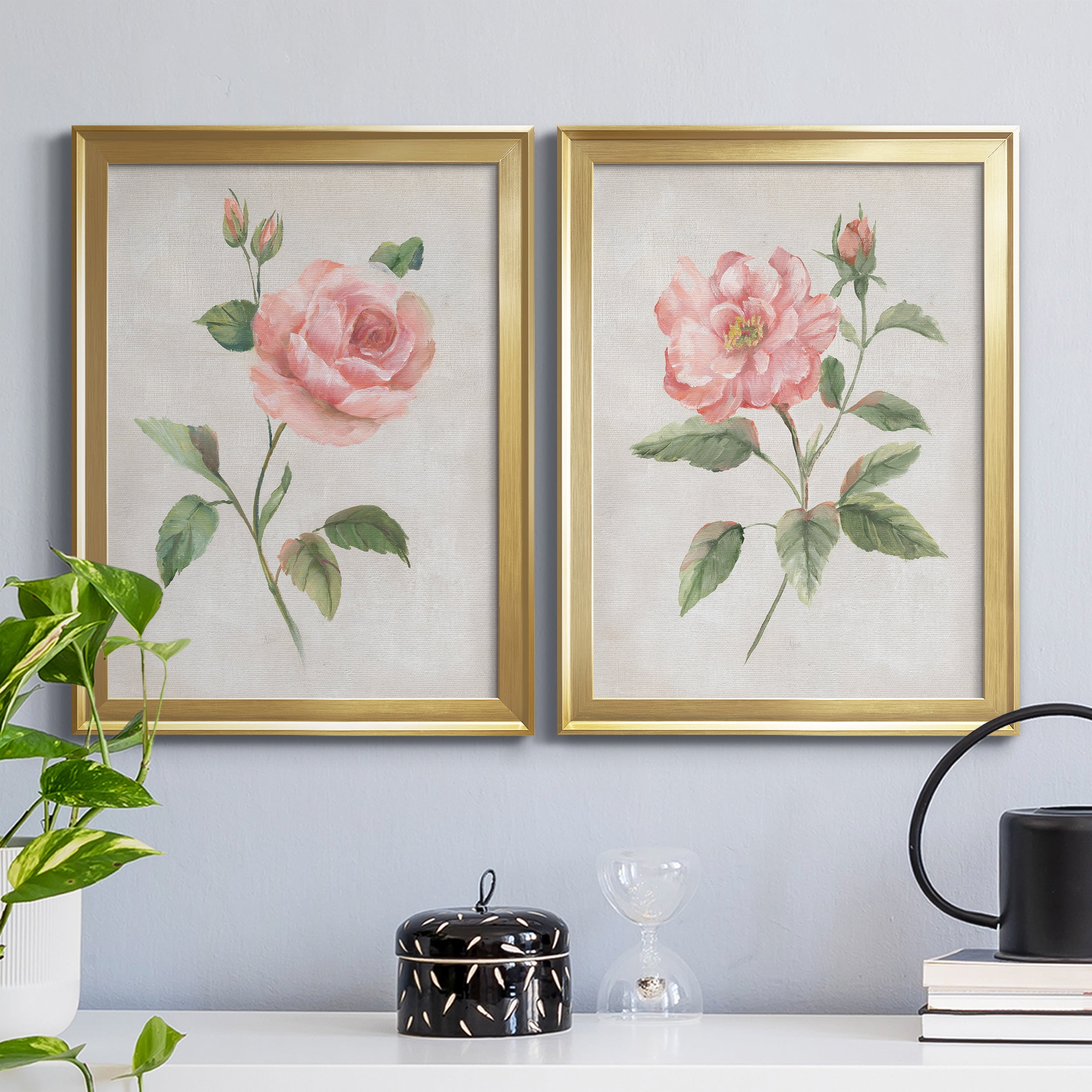 2 Piece Set Grandiflora I Premium Framed Canvas - Ready to Hang - 22.5 x 30.5 Each - Gold Frame