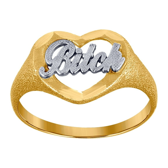 10k Two tone Gold Mens Dc Love Heart Band Ring 11.1x2.00mm Wide-Ring for Men - 2.0 Grams