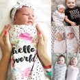 thumbnail image 3 of Newborn Baby Cotton Sleeping Bag, Blanket Swaddle Wrap+Printed Hat/Headband, 3 of 4