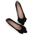 thumbnail image 2 of Zapatillas de ballet SAILING LU Bow-Knot para mujer, ante negras, talla 4.5, 2 of 7