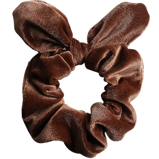 Bunny Ear Hair Scrunchie Decorative Velvet Hair Tie Solid Color Hair Scrunchie
