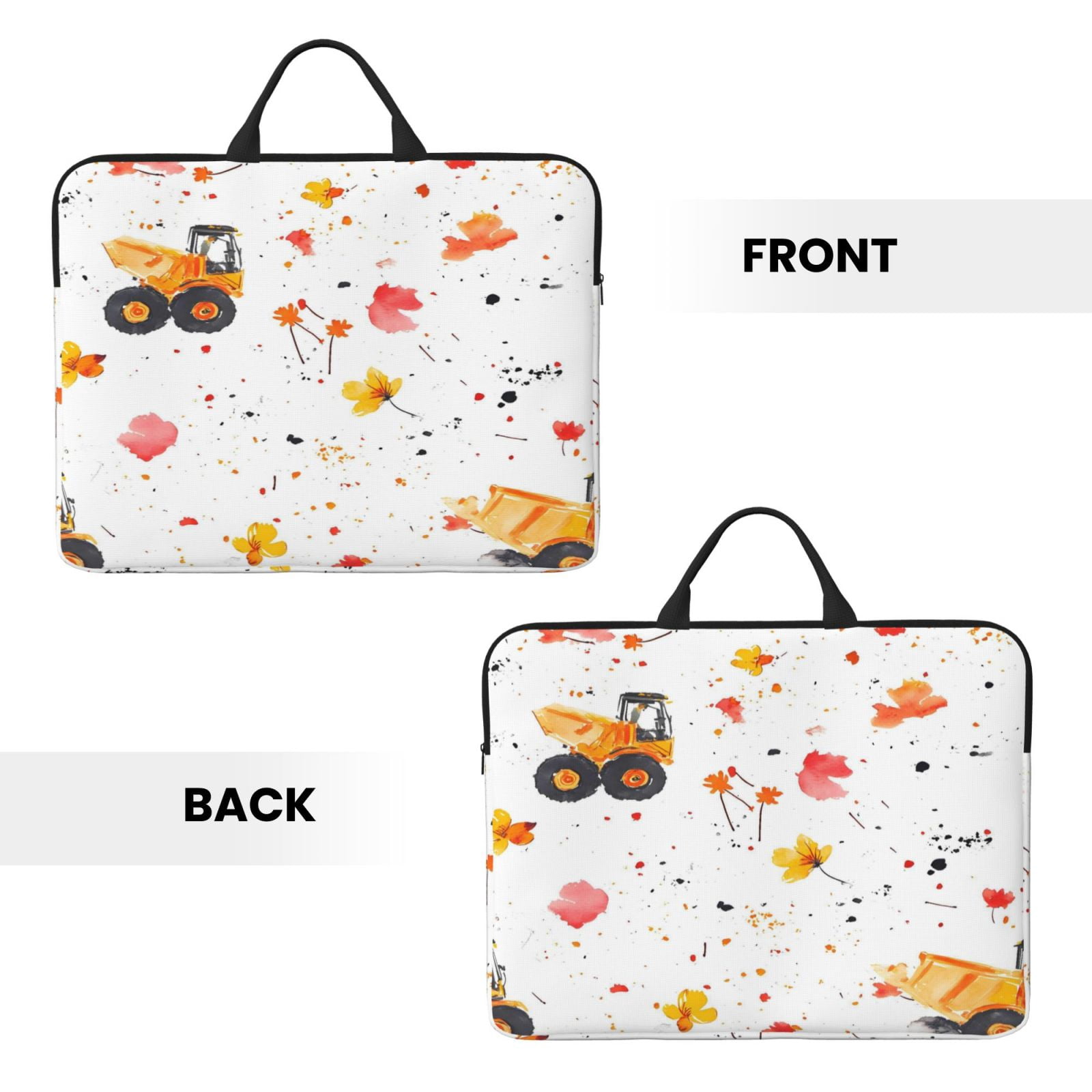 Laptop Sleeve Bag For Women Men 14inch Waterproof Durable Protective Computer Carrying Cover Handle Laptop Case Bag Truck And Flowers