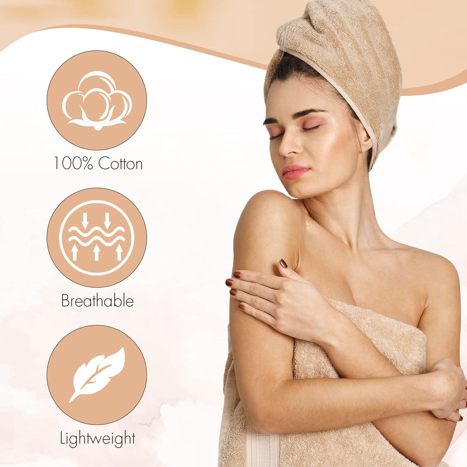 BEST TOWEL Pack of 6 Bath Towels - Extra-Absorbent - 100% Cotton - 27" x 54" (Multi, 6 Pack Bath Towel)