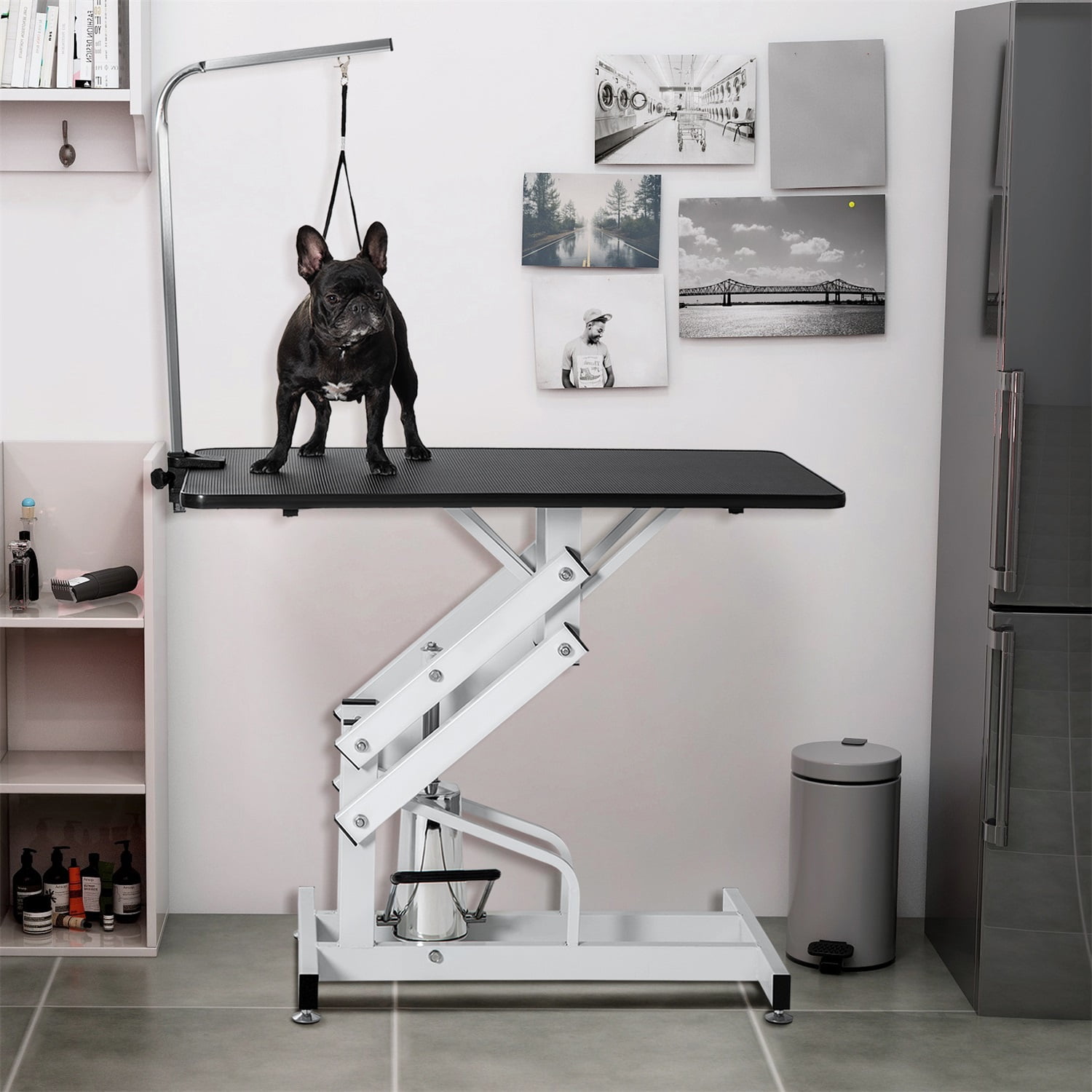 Pefilos 44" Hydraulic Pet Grooming Table for Large Dogs Professional Heavy Duty Adjustable Height - Portable Trimming Table Drying Table w/Arm/Noose, Black Pefilos 44" Hydraulic Pet Grooming Table for Large Dogs Professional Heavy Duty Adjustable Height - Portable Trimming Table Drying Table w/Arm/Noose, Black