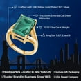 thumbnail image 2 of Gem Stone King 10.00 Ct Emerald Cut Green Malachite 18K Yellow Gold Plated Silver Ring, 2 of 6