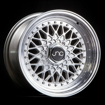 For 15x8 inch (1 Single Wheel Only) JNC Wheels - 15" JNC004 Silver Machined Lip Rim - 4x100/4x114.3 JNC Wheels-18510244678
