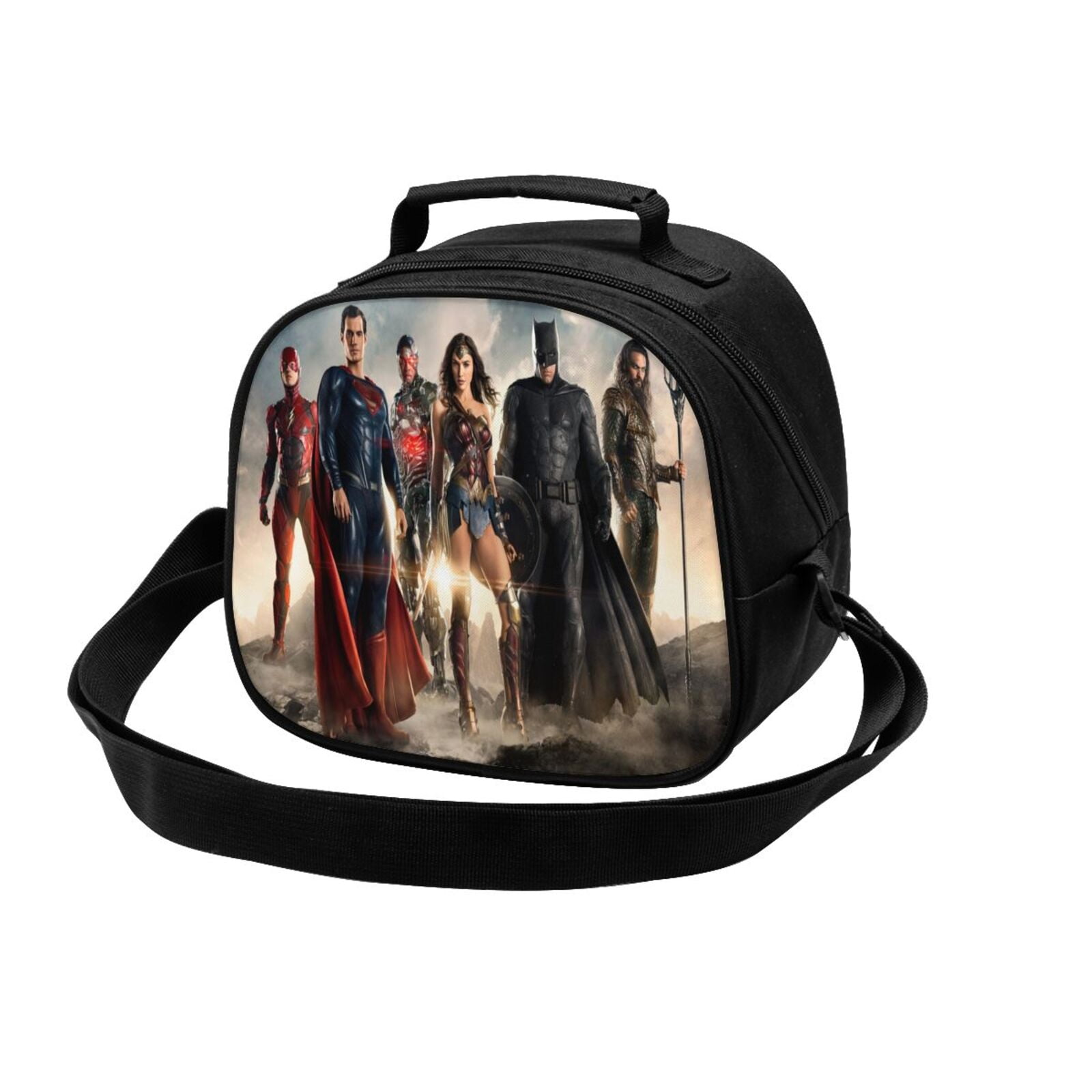 JUSTICE LEAGUE Insulated Cooler Snack Lunch Bag Kids Boys School Food Picnic Box 