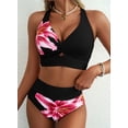 thumbnail image 6 of Eytino Bikinis for Women High Waisted Tummy Control 2 Piece Twist Front Color Block Bathing Suits Beach Summer Swimwear, 6 of 11