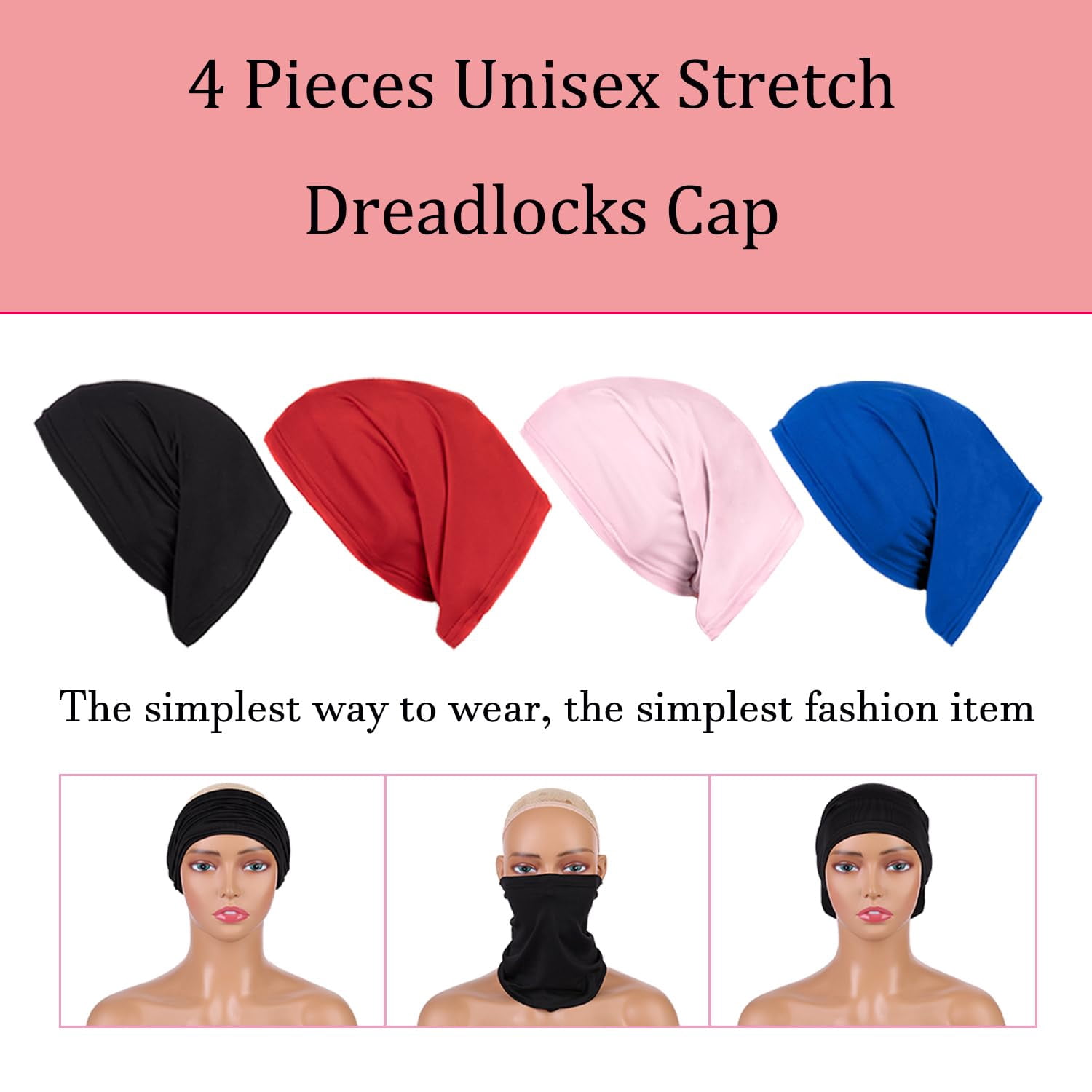 4 Pack Unisex Spandex Dreadlock Bands - Stretchy Hair Ties For Locs And Braids