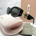 thumbnail image 3 of New MIU MIU Sunglasses Black Gold Metal Logo AUTHENTIC Italy 54mm, 3 of 6