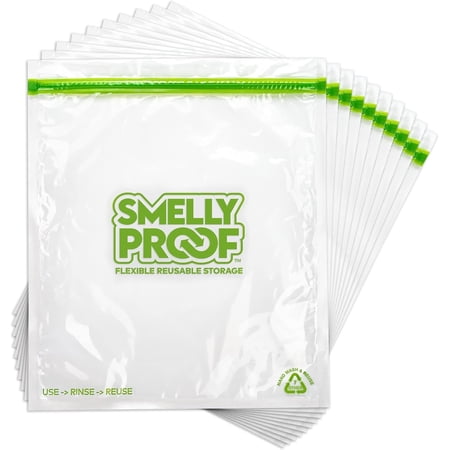 Smelly Proof Reusable Food Storage Bags – 50-Pack, XL 10.5"x12", BPA-Free, USA Made, Dishwasher-Safe