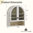 thumbnail image 3 of SinCiDo Arched Wall Cabinet with Adjustable Shelves & Glass Doors, White, 3 of 7