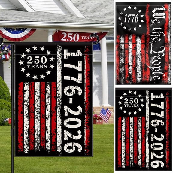 Yard Flag, 12X18 In, 1776-2026 250 Years, Anniversary Decorations, Outdoor Decorations for Yard, Red White Blue, Single Sided, 1 Pc