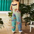 thumbnail image 4 of WTOBBY Women's Casual Loose Retro Jumpsuit with Butterfly Print, Cotton Linen Blend Fabric and Shoulder Straps for Comfortable Stylish Outfits,YellowS, 4 of 6
