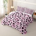 thumbnail image 3 of Manfei Pink Dreamy Bow Twin Quilt Set,Vintage Cheetah Print Twin Coverlet Set,3pcs,1 Bedspread and 1 Pillowcase, 3 of 7