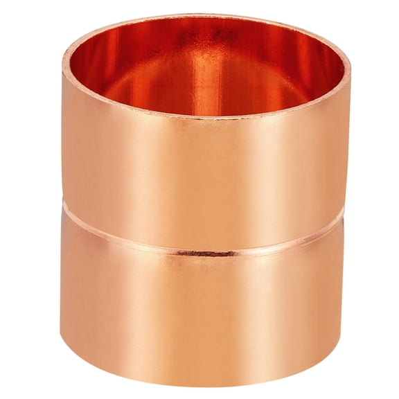 Uxcell 1-3/4 Inch ID Copper Coupling Fittings, Rolled Tube Stop Straight Pipe Fitting Welding Joint for HVAC
