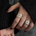 thumbnail image 2 of Anillo de Dedo Abierto, Irregular, Anillo Geométrico, Joyería Punk para Mujer, Regalo Plateado, 2 of 5
