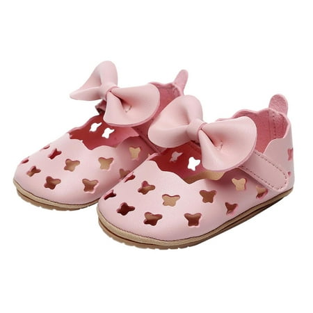 

nsendm Size 4 Toddler Sandals Princess Out Hollow Shoes For 0-18M Walkers Shoes Bowknot Girls Sandals Summer Sandal Pink 0 Months