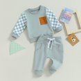 thumbnail image 2 of Gupgi 2Pcs Autumn Outfits for Baby Boy Checkered Sweatshirts Long Pants Set 0-3 Years, 2 of 8