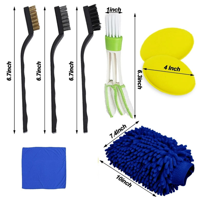 Luleylee Car Interior Detailing Kit, 21pcs Detailing Brush Set with Windshield Cleaning Tool and Tire Brush, Leather & Textile Car Interior Brush, Car Detail