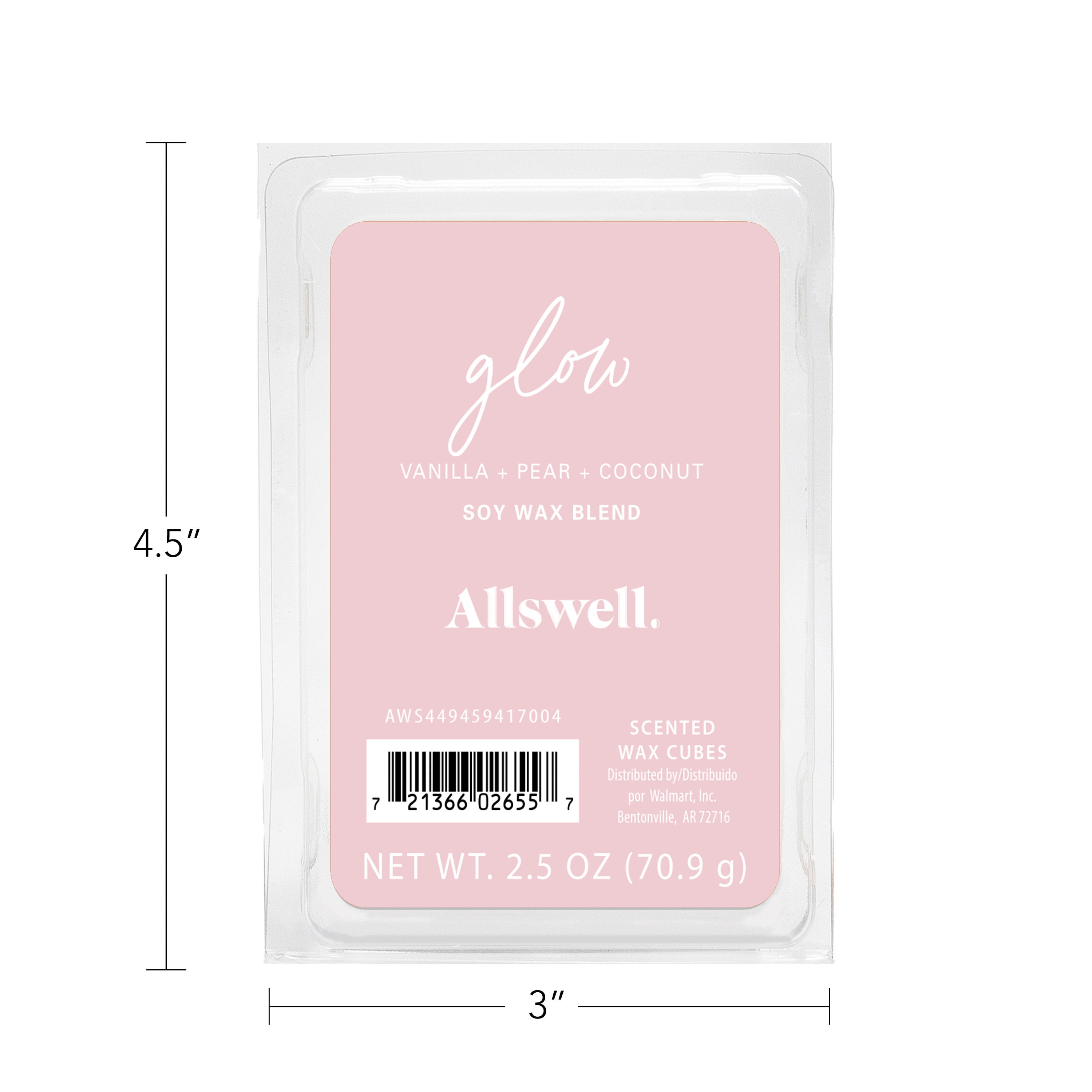 Allswell 6 Cube Wax Melts, Glow (Vanilla + Pear + Coconut), 2.5 oz