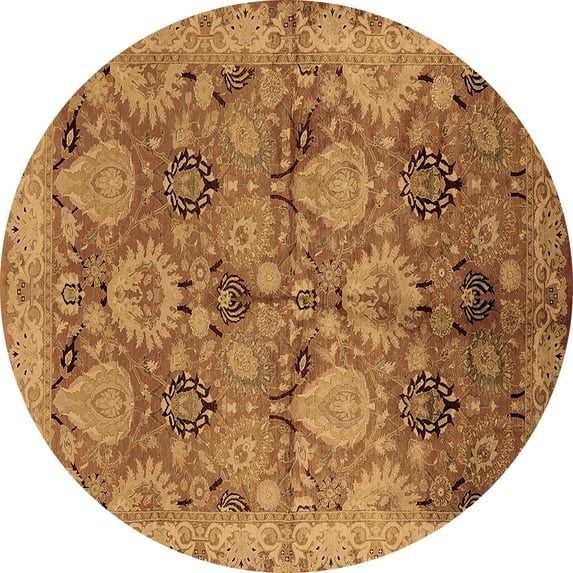Ahgly Company Indoor Round Oriental Brown Industrial Area Rugs, 3' Round