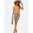 thumbnail image 6 of 3-pack Coral color Tops for Women Summer Casual Ruffle Trim Sleeve Square Neck T Shirts, 6 of 6