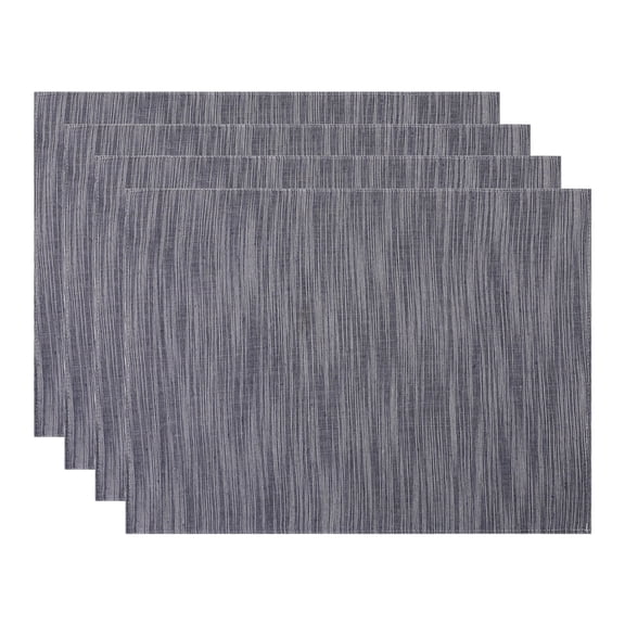 Unique Bargains 4Pcs Rustic Cotton Linen Blend Placemats Navy Blue 15.7x11.8inch