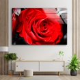thumbnail image 3 of HelloGlass Red Rose Wall Art Tempered Glass Wall Art Flower Modern Decor Glass Printing Wall Art Tempered Glass Panel Floral Wall Art Nature Landscape Wall Art 24x16inch, 3 of 9