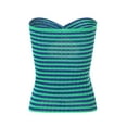 thumbnail image 4 of Qiylii Women Twist Knot Front Bandeau Striped Knit Tube Top Y2K Sexy Strapless Sleeveless Slim Fit Crop Tank Bustier, 4 of 9