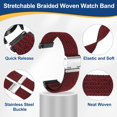 thumbnail image 4 of Uxcell 24mm Nylon Braided Watch Bands with Stainless Steel Buckle, Dark Red, 4 of 6
