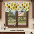 thumbnail image 6 of Sunflowers Curtain Valances for Windows, Kitchen Valance Window Treatments Panel 2 Pack, Yellow Floral Summer Botanical Elegant Pastoral Rod Pocket Short Curtains for Bathroom Bedroom 42 x 18 Inch, 6 of 8