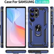 S23 Ultra Cases Galaxy S 23 Ultra Case with Kickstand Shockproof Case,TPU Durable Rugged Bumper Textured Matte Hybrid Design for Samsung S23 Ultra-Blue